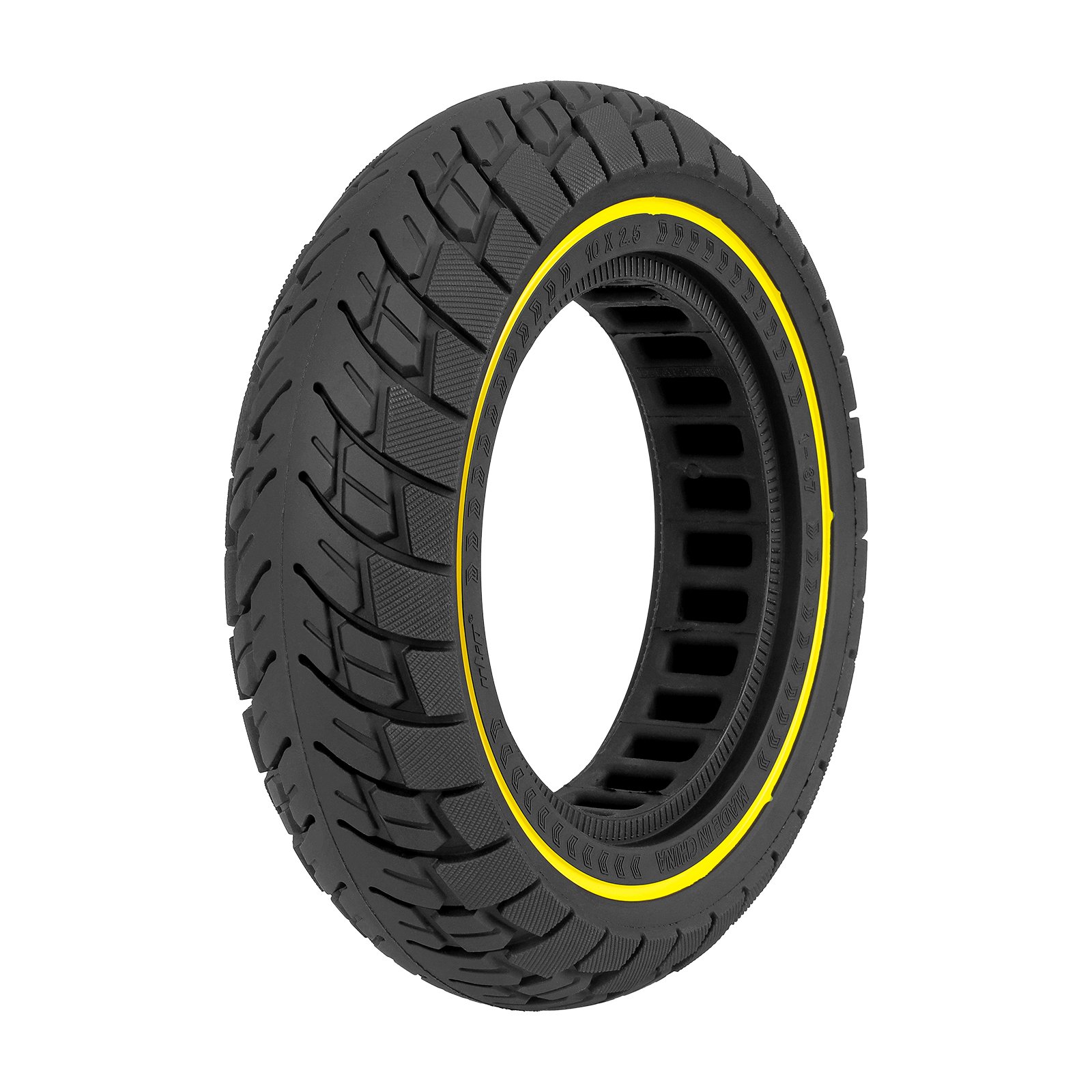 Anvelopă plină 10*2.5 cu cerc galben, slot de 37 mm, pentru Kugoo M4, Ulip