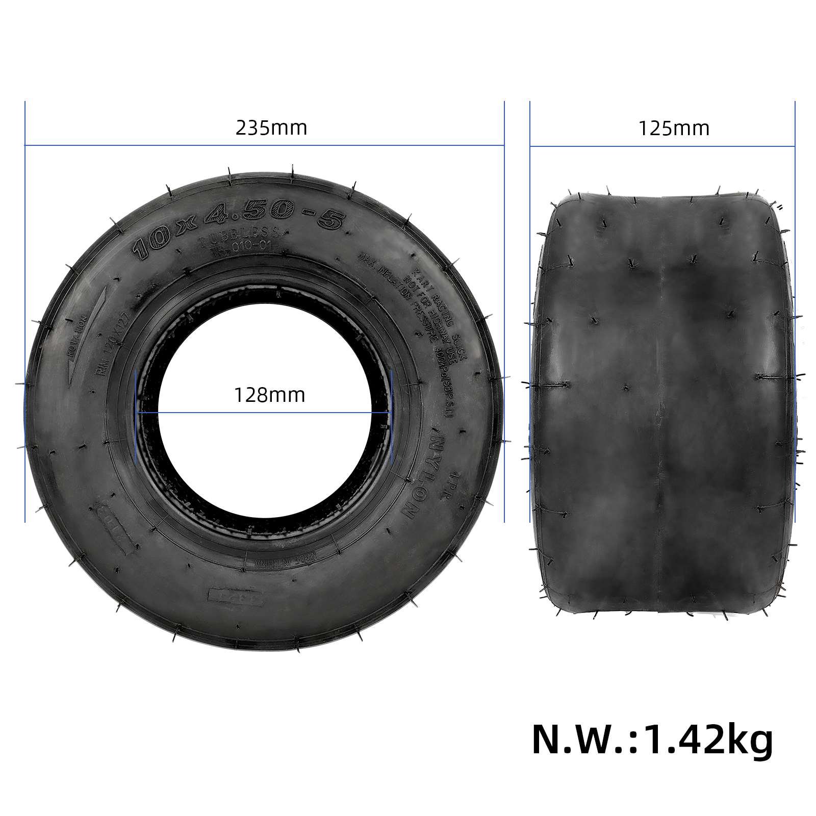 Anvelopă tubeless 10*4.50-5 față pentru kart, Manlung