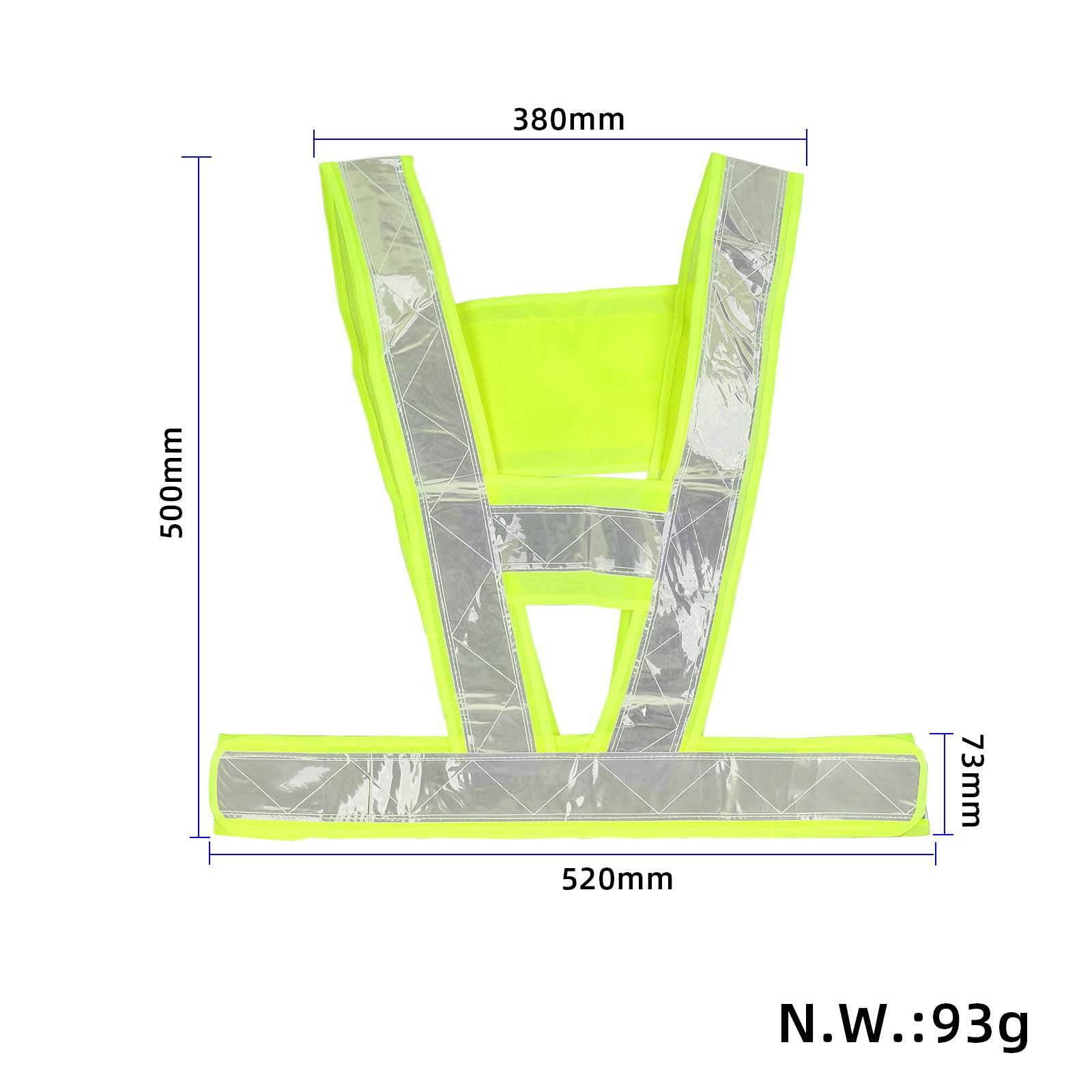 Vestă reflectorizantă în V, verde fluorescent