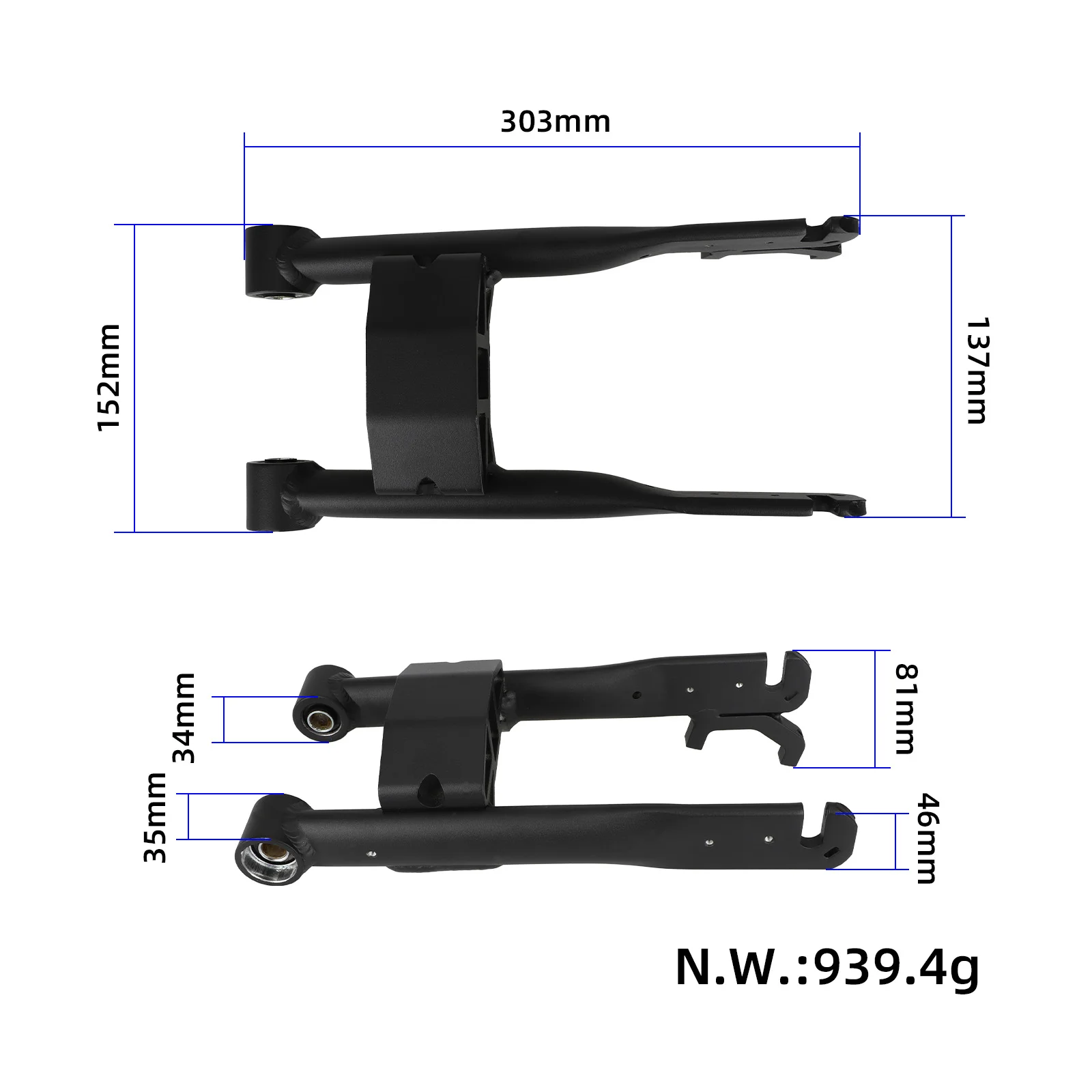 Furcă spate originală din aliaj de aluminiu, pentru Segway Ninebot ZT3