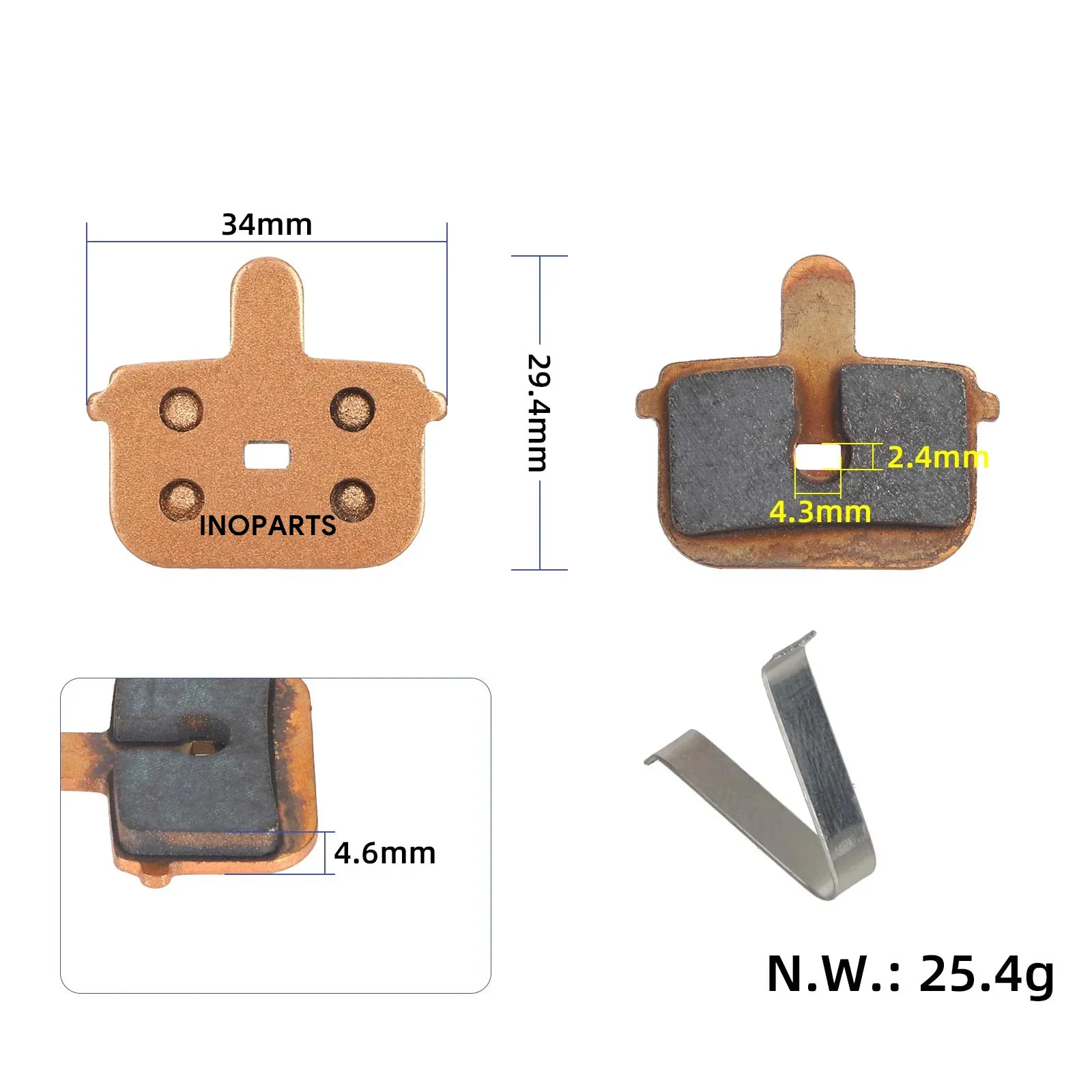 Plăcuțe de frână sinterizate dreptunghiulare, bronz antic, pentru Kukirin G4, Inoparts
