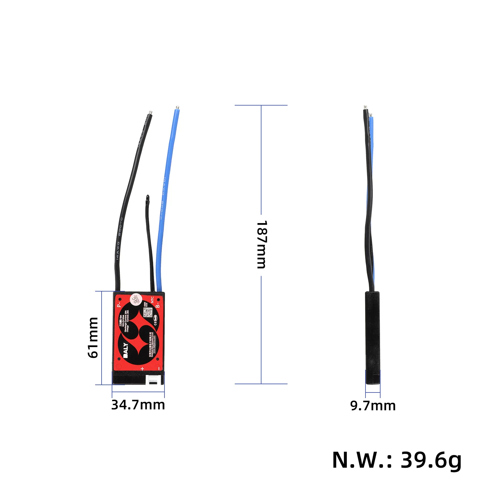 Placă de protecție BMS 3S, 12V 20A, cu cablu, Daly