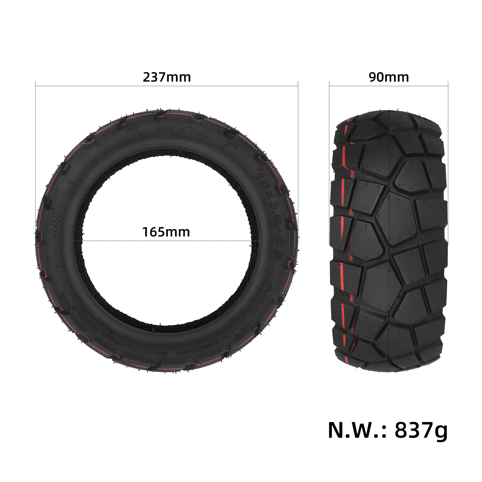 Anvelopă tubeless de teren 10*3.0-6.5 (HP-1004), pentru Kukirin G2, G3, G2 Ultra, Ulip