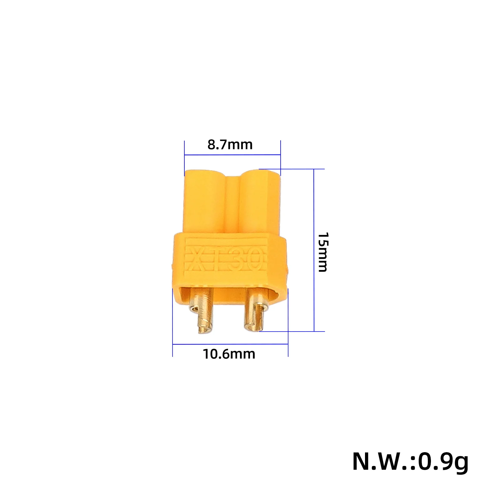 Ștecher XT30 femel, placat cu aur, pentru baterii LiPo