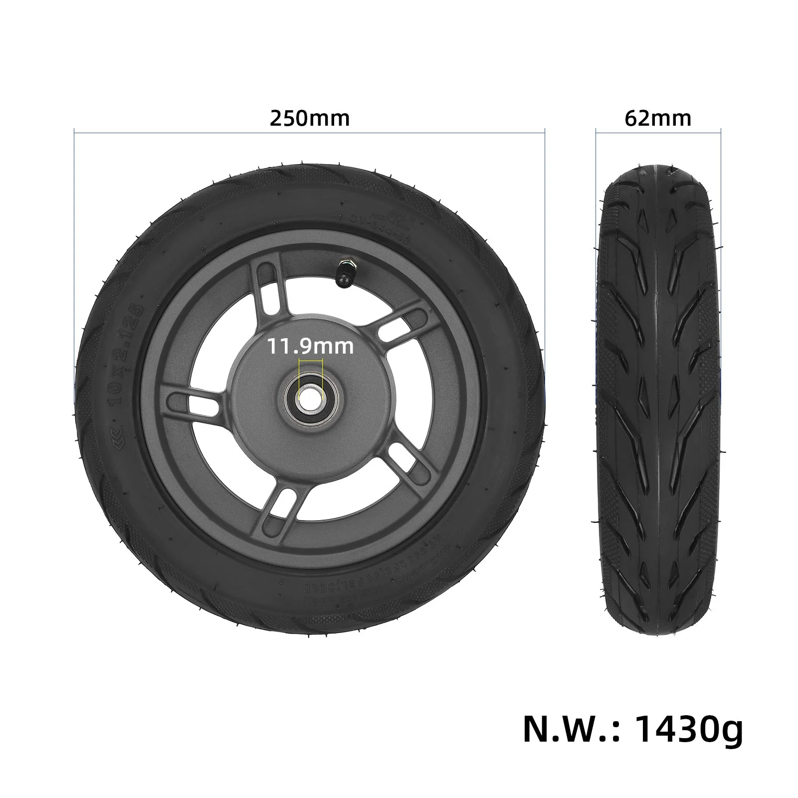 Roată cu anvelopă tubeless 10*2.125 pentru Xiaomi 6 Lite, Yuanxing