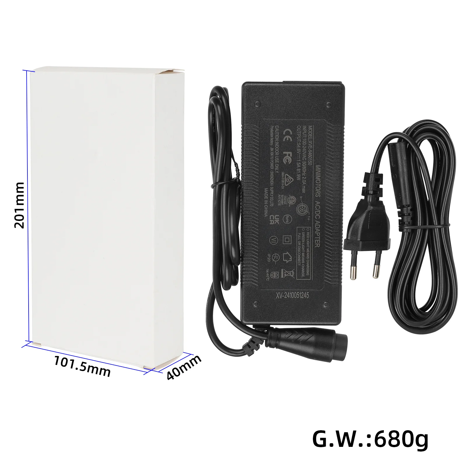 Încărcător 58.1V 2A cu conector 3 pini Big LP16, ștecher EU, pentru DUALTRON MINI