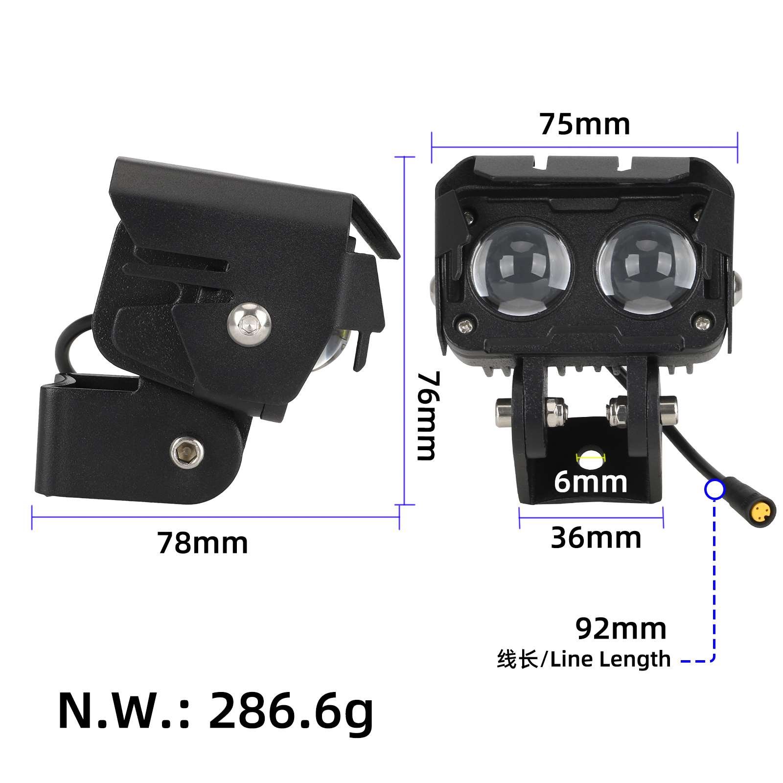 Far frontal LED cu carcasă din aliaj de aluminiu, pentru Kukirin G3 Pro