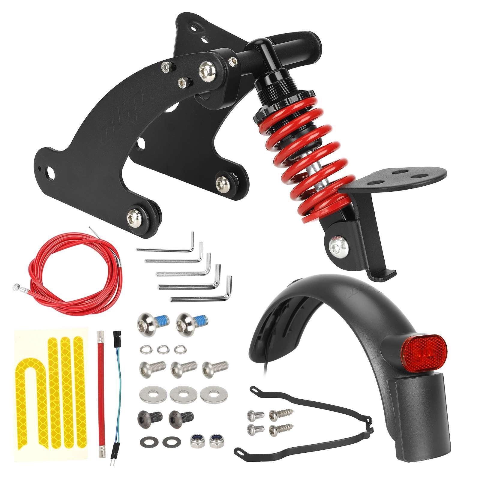 Set suspensie spate V2 cu aripă și stop, negru-roșu, pentru Xiaomi M365 1S, Ulip