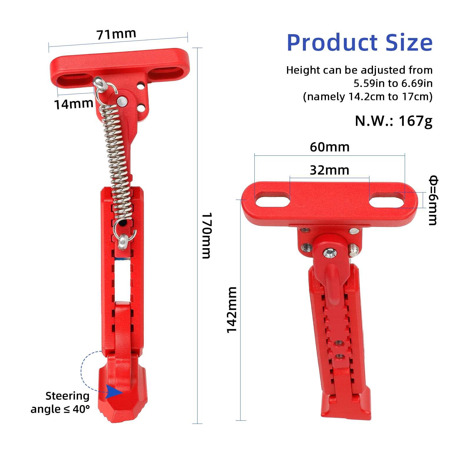 Cric de sprijin reglabil din aluminiu, roșu V2, pentru Segway Max G30, Ninebot Max G30