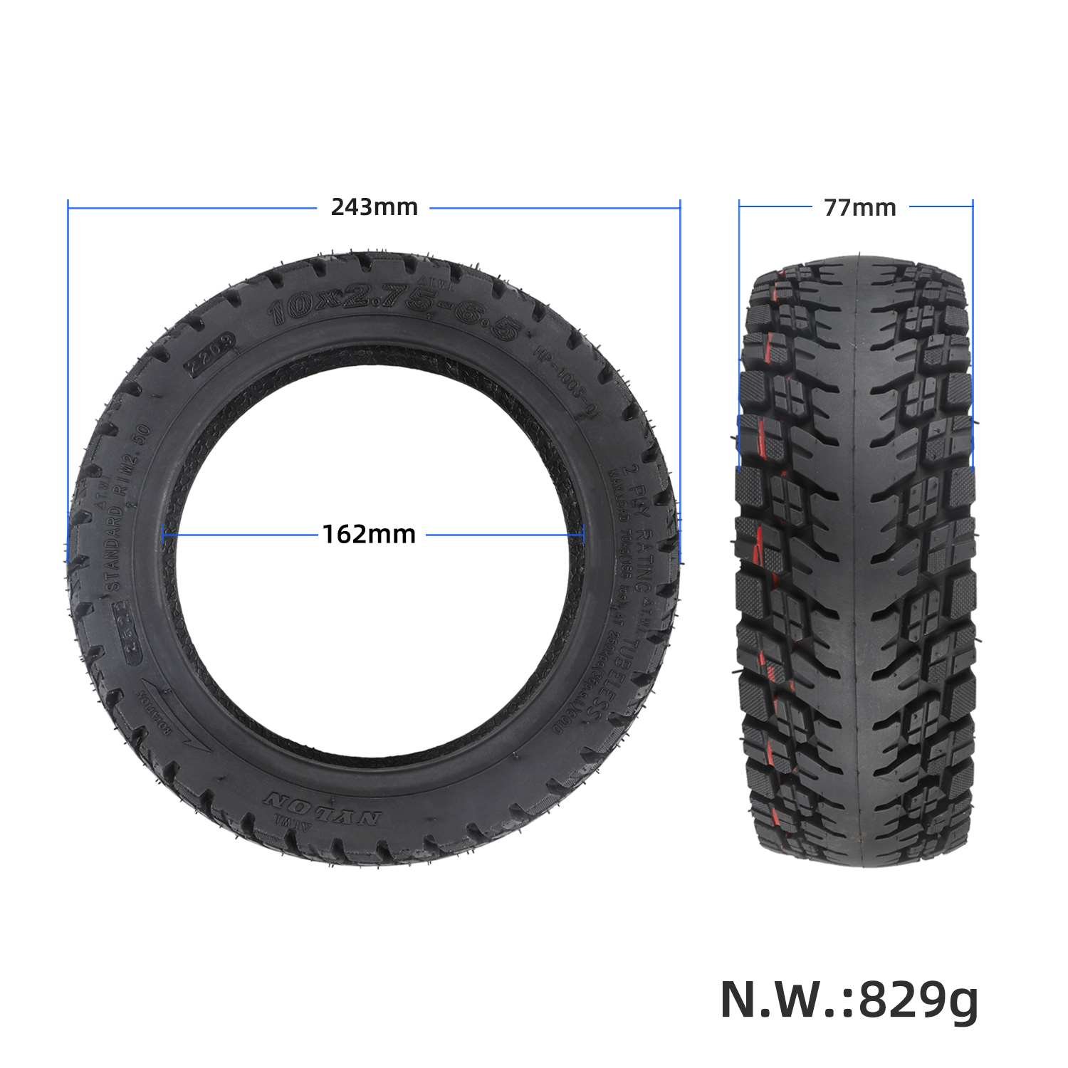 Anvelopă tubeless off-road 10*2.75-6.5 pentru Kukirin G2, G3, G2 Ultra, M4 Max, A1, Ulip