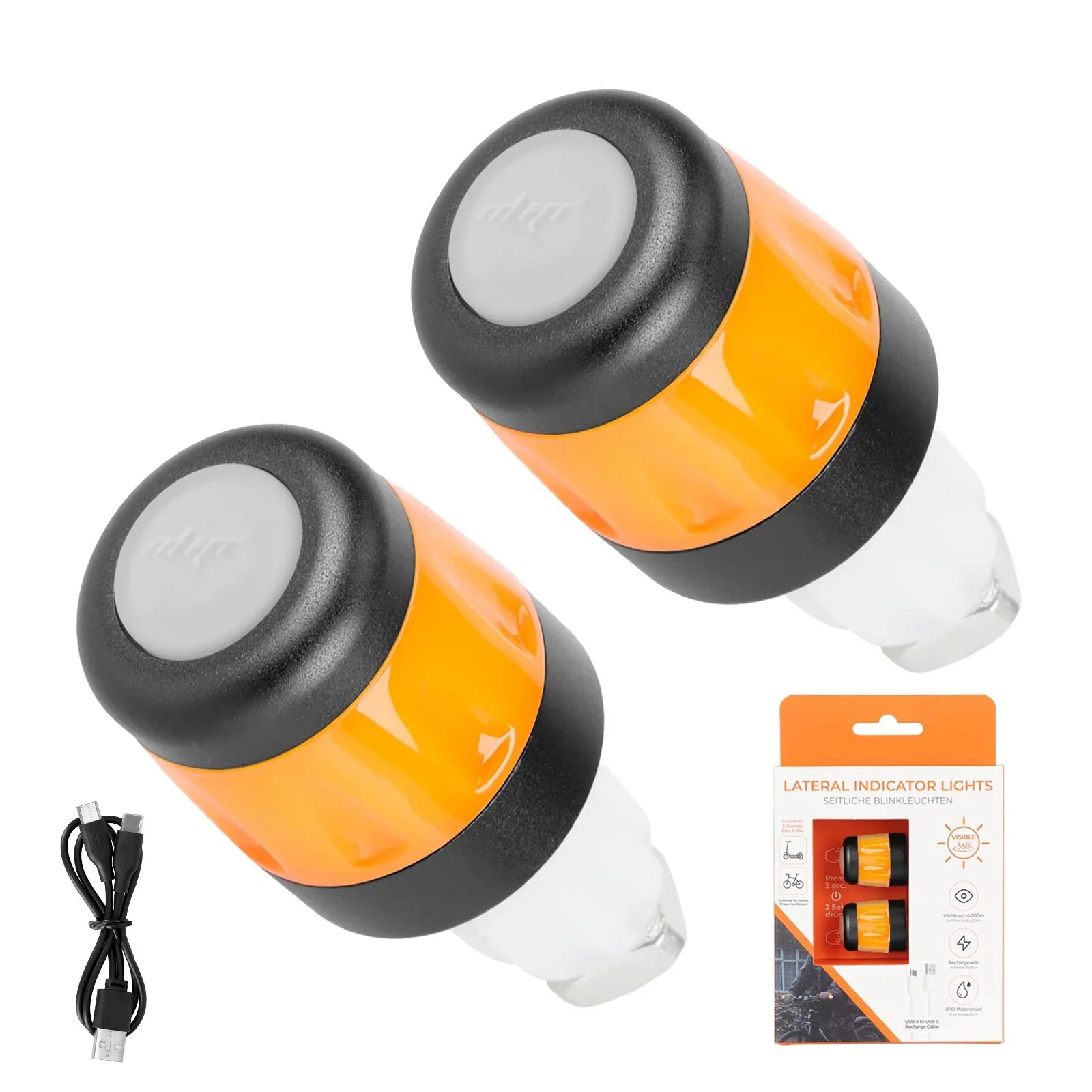 Lumină LED pentru ghidon, reîncărcabilă prin USB, set de 2 bucăți, Ulip