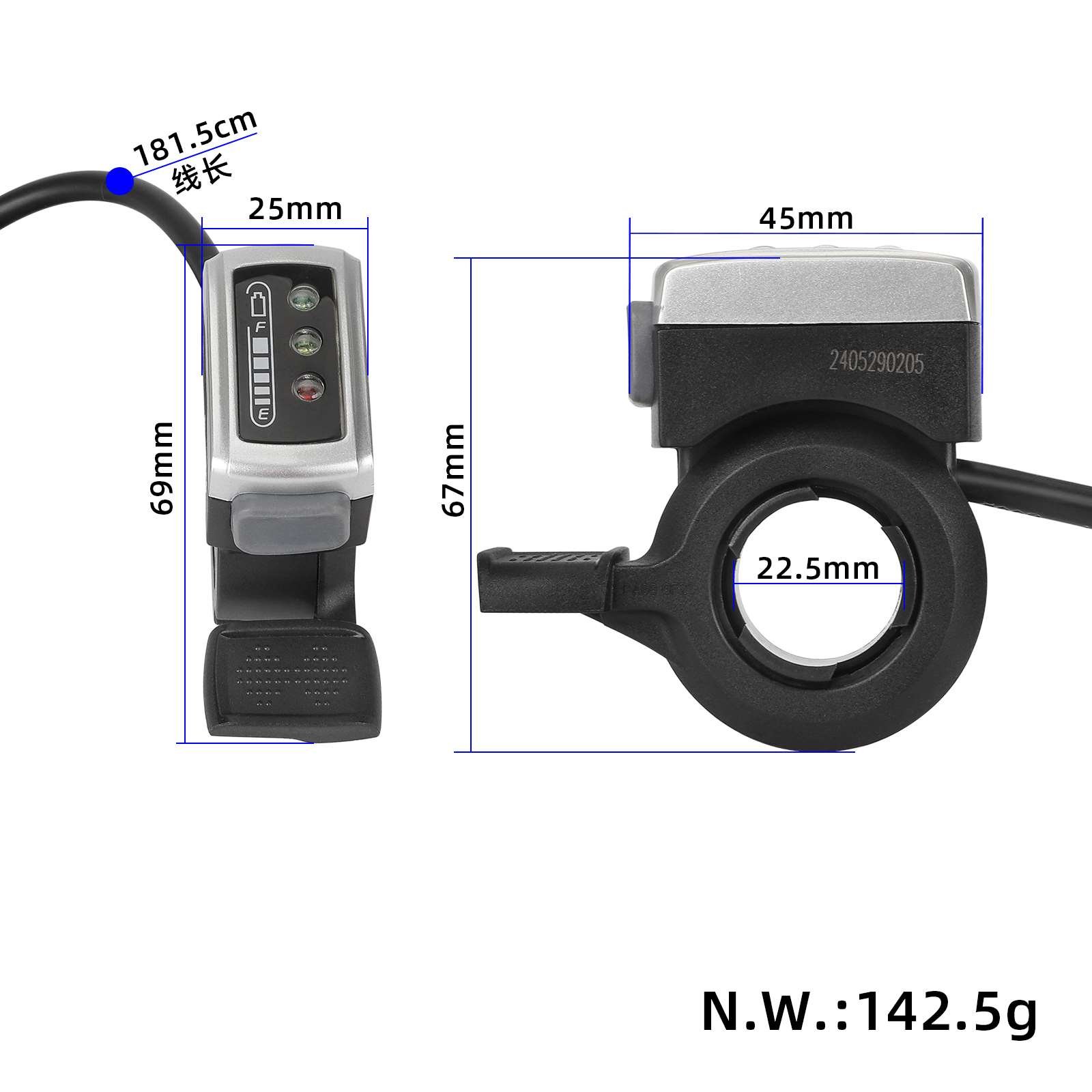 Manetă de accelerație cu afișaj 106DX, 36V, Wuxing