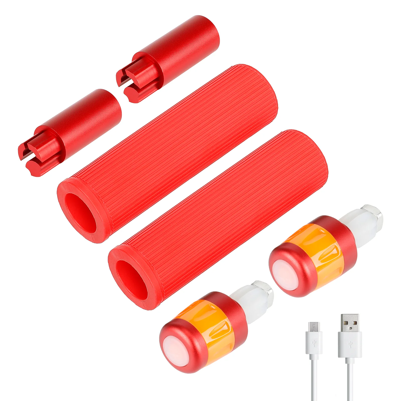 Set mânere din silicon cu prelungitor roșu și lumină roșu-portocalie, pentru M365 Pro, Ulip