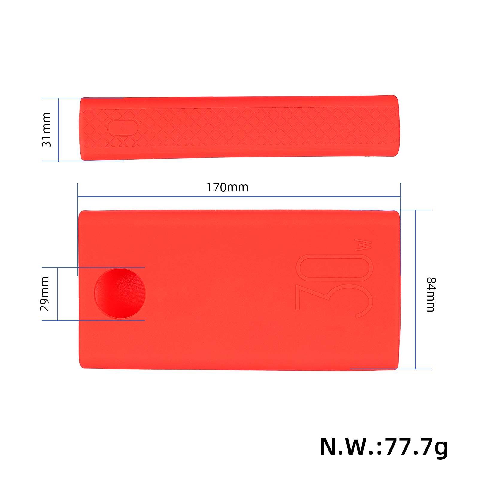 Husă din silicon roșie pentru power bank ROMOSS PEA30, anticădere
