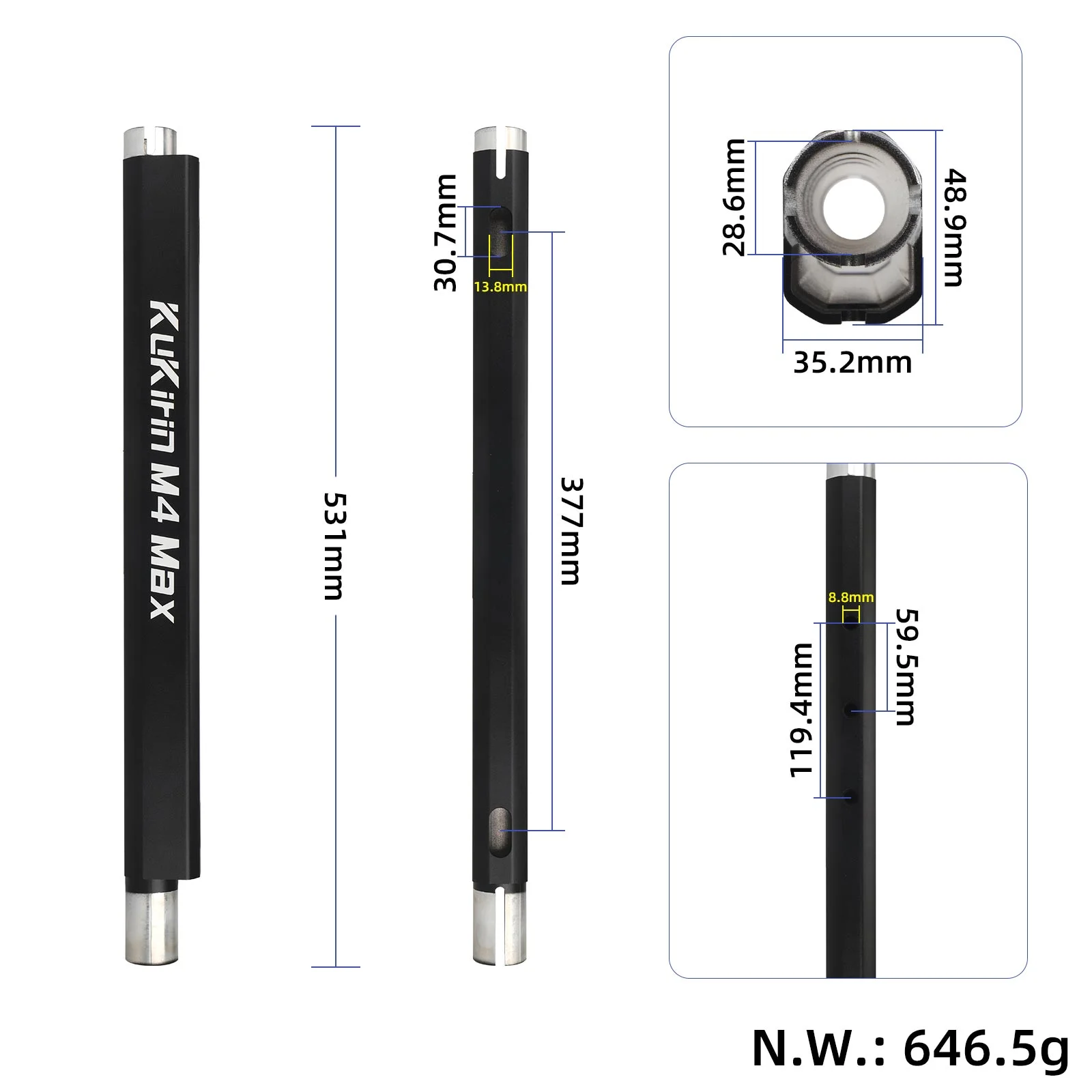 Tijă verticală întărită și îngroșată pentru Kukirin M4 MAX, Kukirin