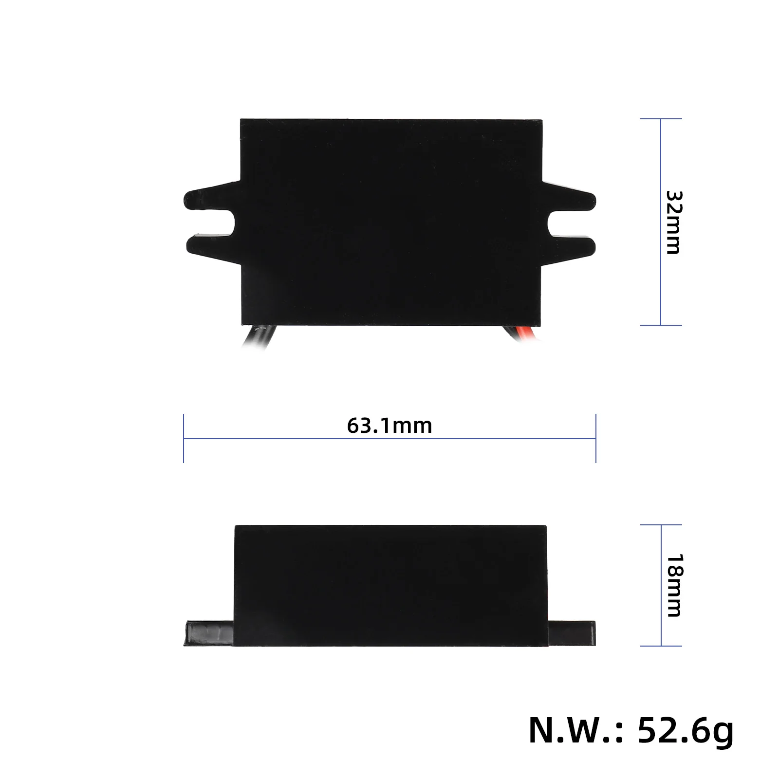 Convertor de tensiune DC 10-55V la 5V 3A, carcasă din plastic, cu USB