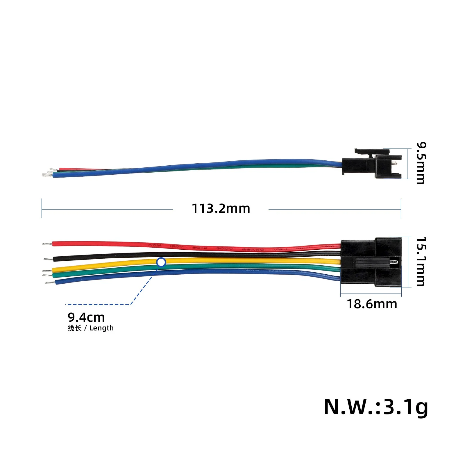 Conector SM 5P cu cablu de 10 cm, femelă