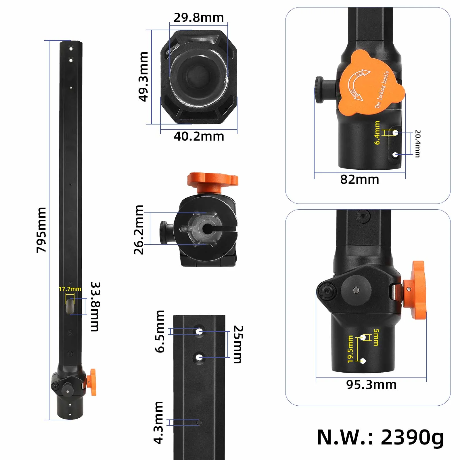 Stâlp vertical negru pentru Kukirin G3 Pro