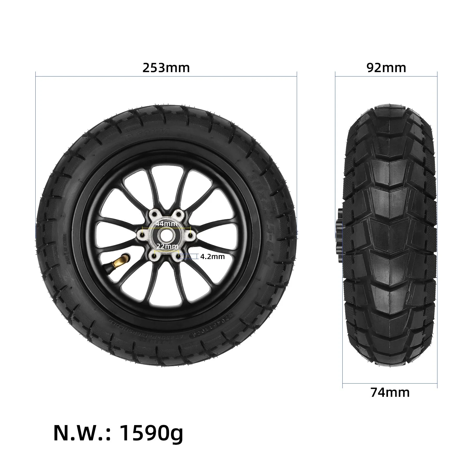 Jantă față cu anvelopă 10*2.75-6.5 pentru Kukirin A1