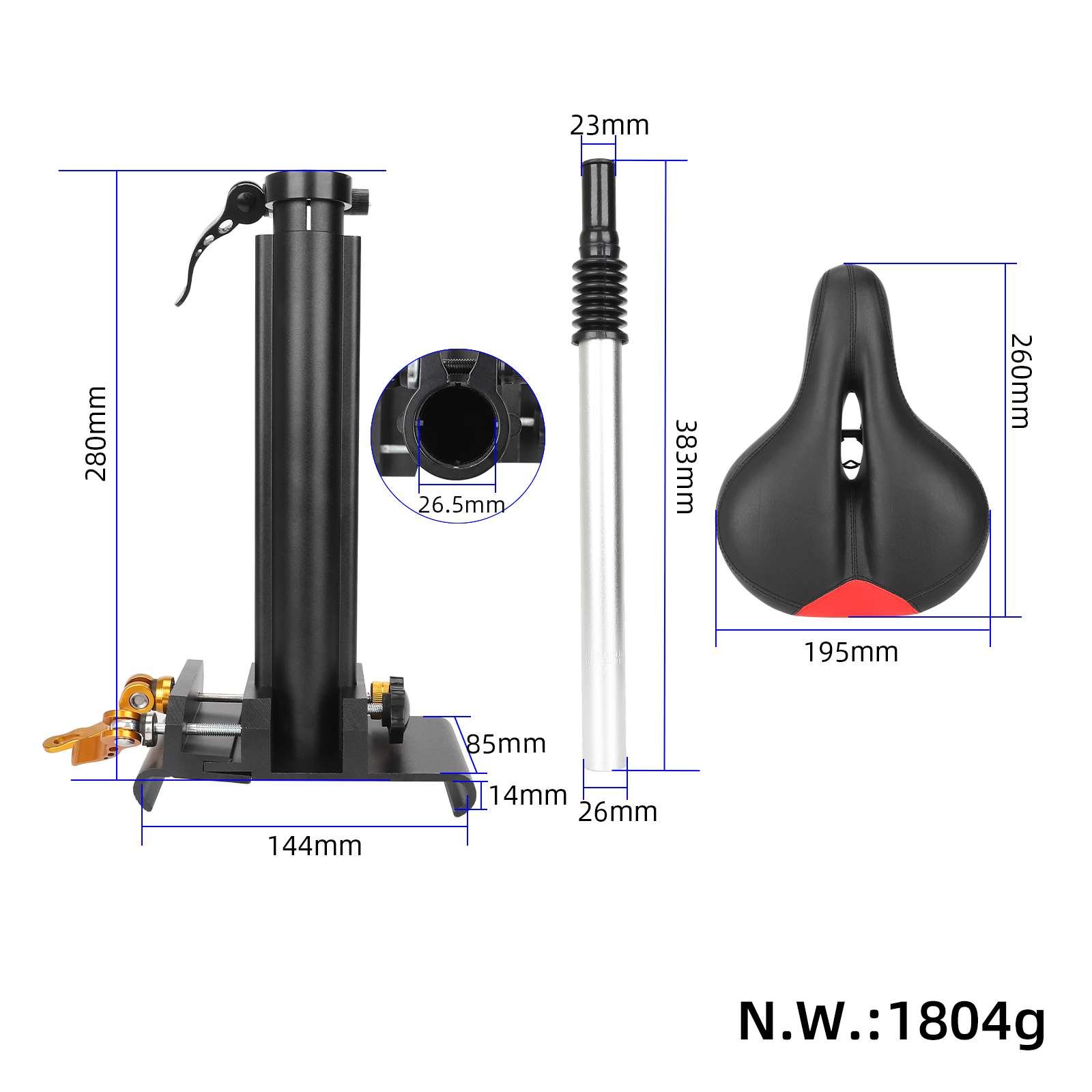 Șa pliabilă din aliaj de aluminiu, neagră, pentru Xiaomi Mijia 1S, M365 PRO, PRO2
