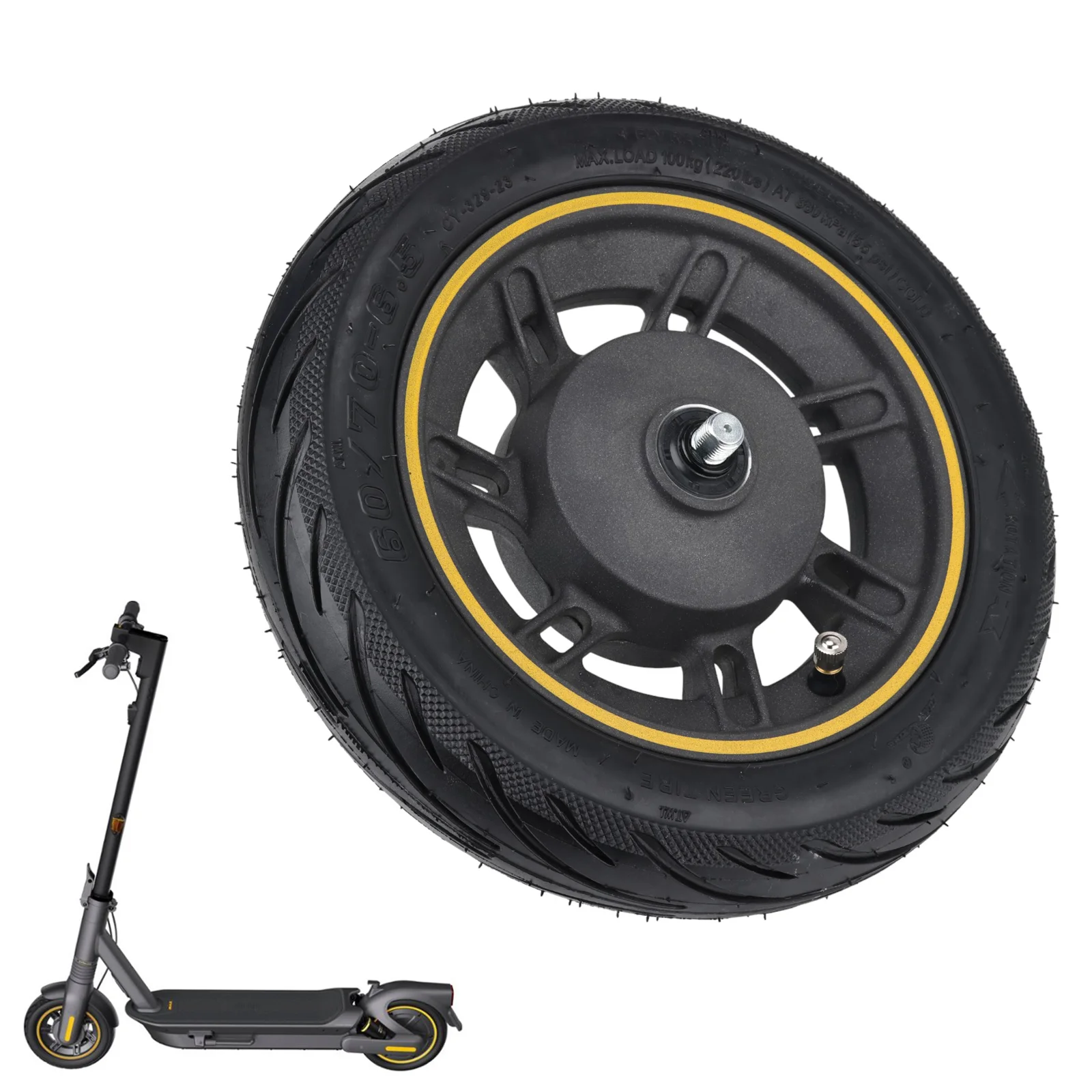 Roată față originală de 10 inch, cu anvelopă tubeless 60/70-6.5, pentru Ninebot Max G2