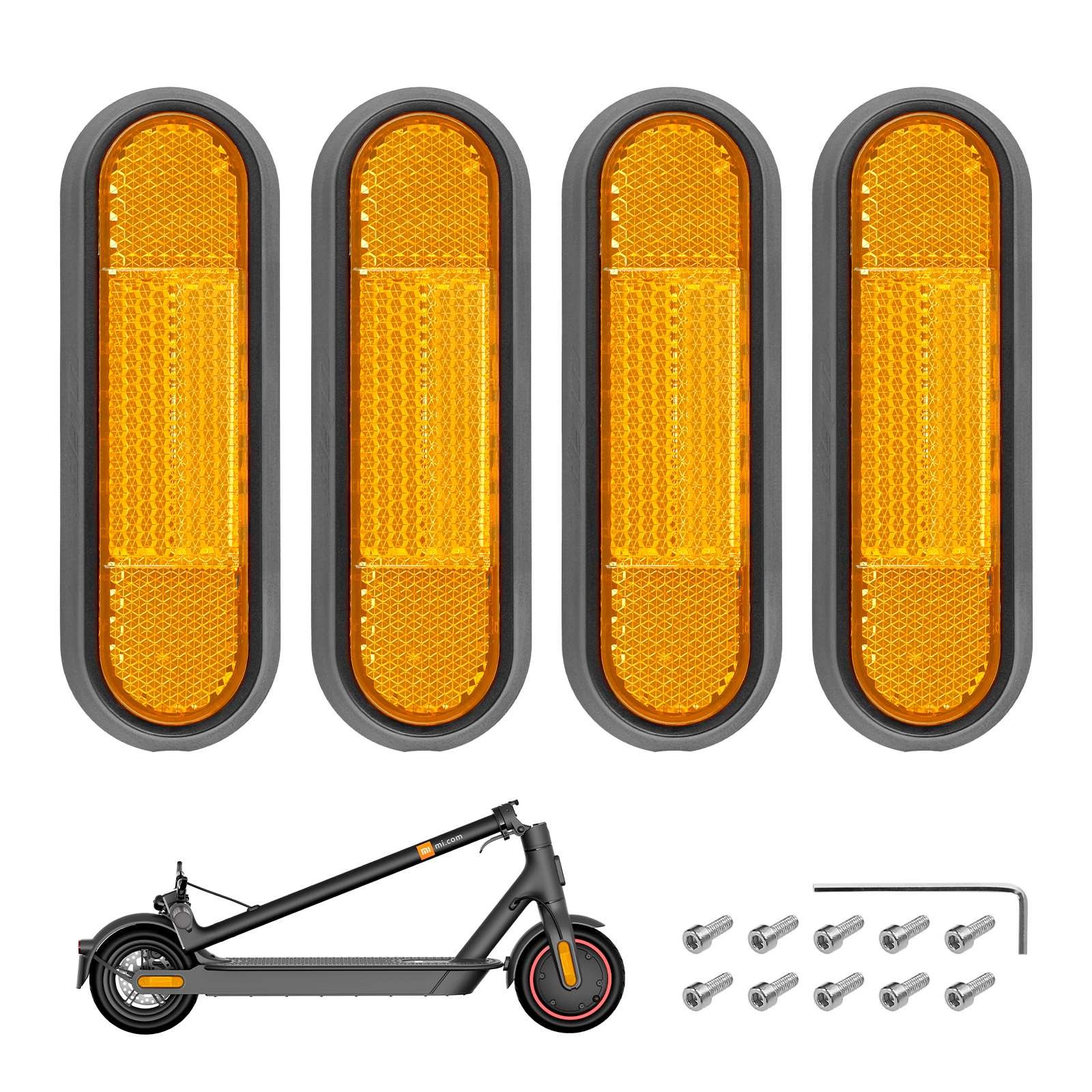 Carcasă decorativă întărită, gri, set de 4 buc., cu bare reflectorizante galbene, pentru Xiaomi MI