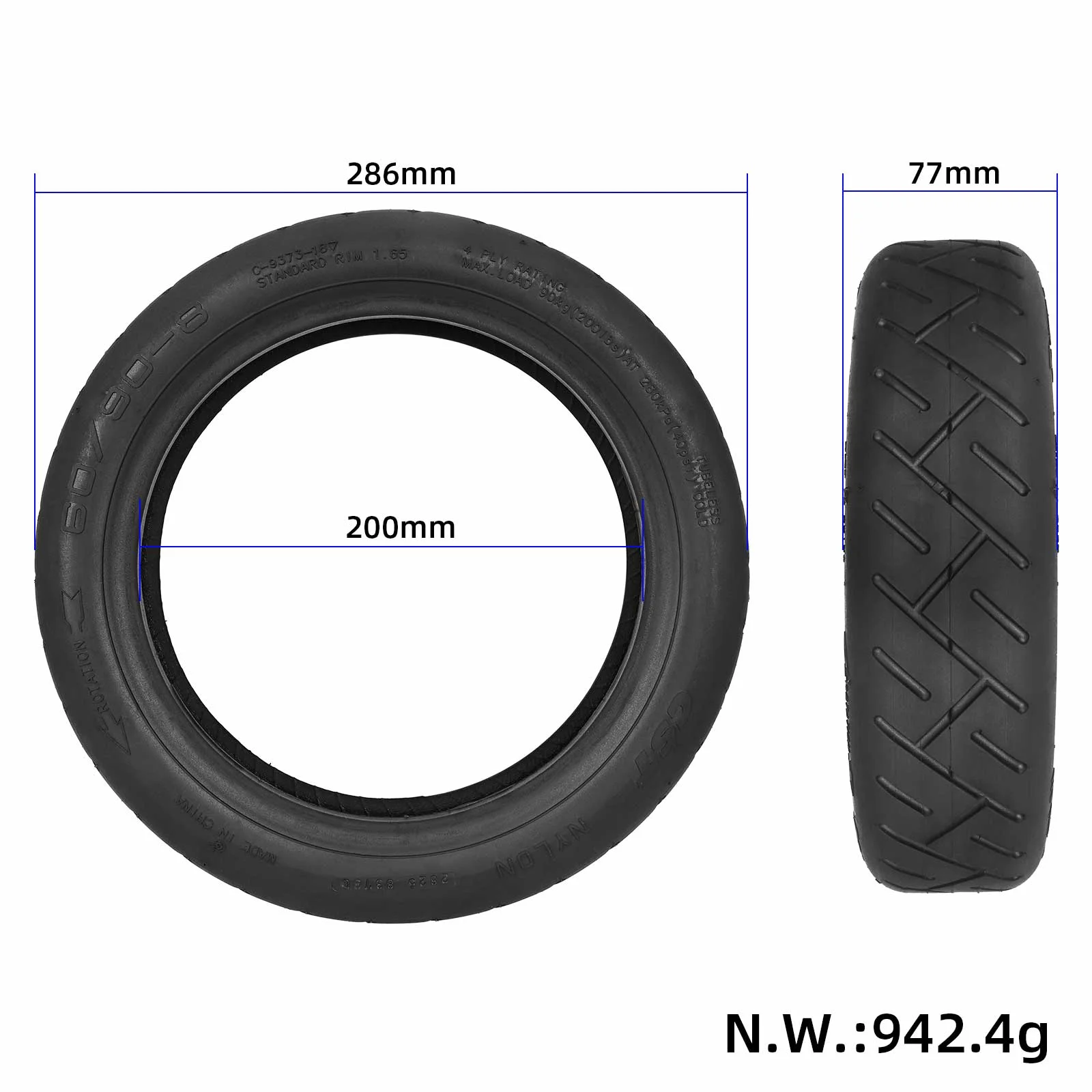 Anvelopă tubeless 60/90-8, CST