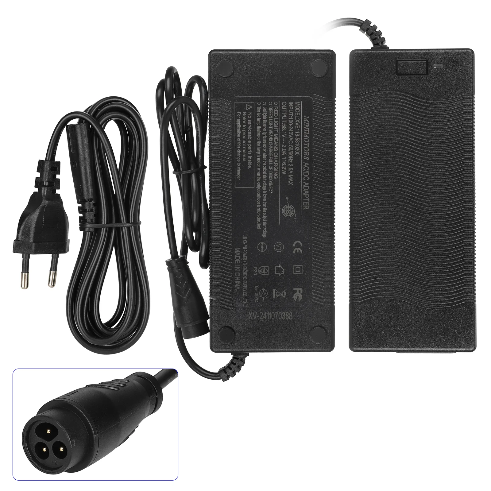 Încărcător 58.1V 2A cu conector 3 pini Big LP16, ștecher EU, pentru DUALTRON MINI