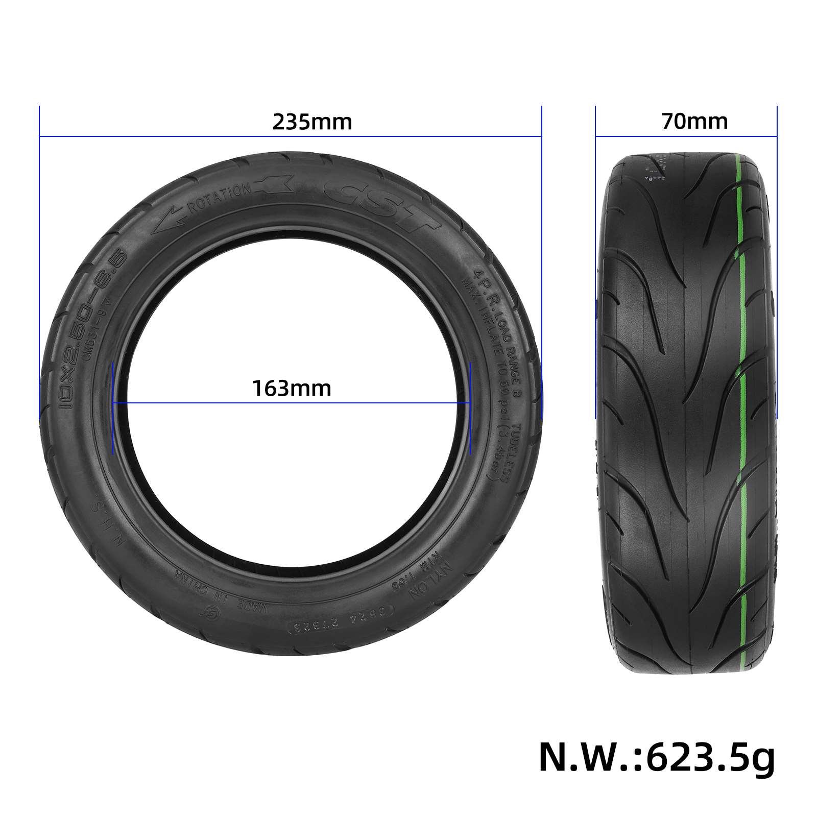 Anvelopă tubeless 10*2.50-6.5, pentru INMOTION L9, SEALUP, CST
