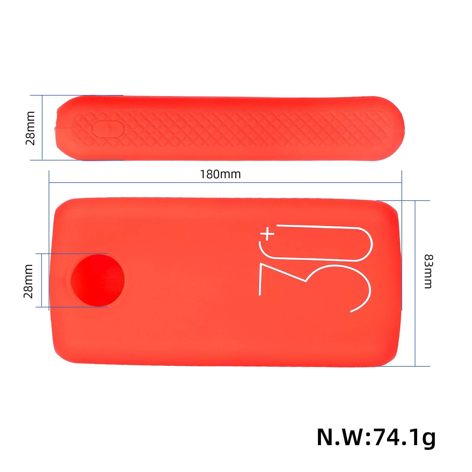 Husă de protecție din silicon roșie pentru baterie externă Romoss SW30
