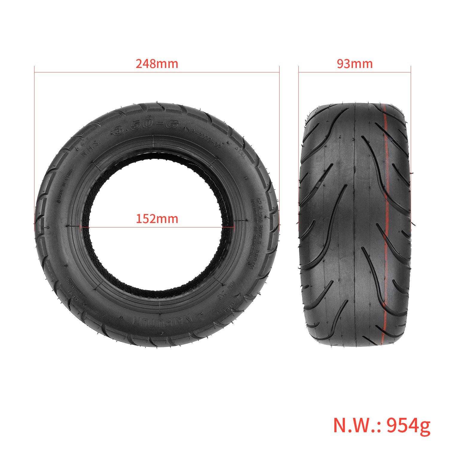 Anvelopă tubeless 3.50-6, pentru trotinetă electrică, Naiputun