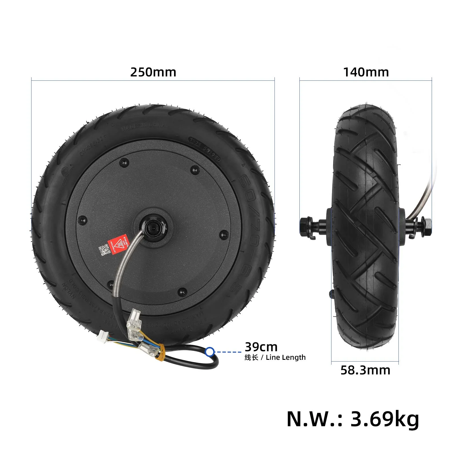 Motor în roată 48V 400W cu anvelopă Yuanxing 60/70-6.5, pentru Xiaomi 5